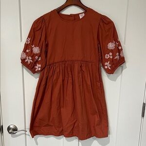 Wonder Nation Embroidered Rust Kids Dress Sz 7/8